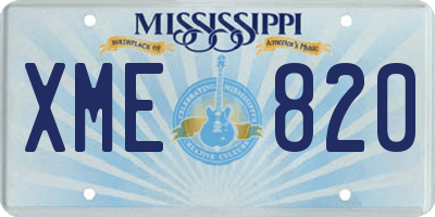 MS license plate XME820