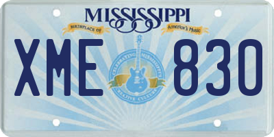 MS license plate XME830