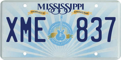 MS license plate XME837