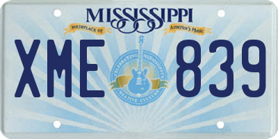 MS license plate XME839