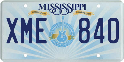 MS license plate XME840