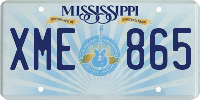 MS license plate XME865