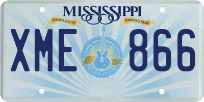 MS license plate XME866