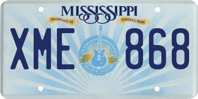 MS license plate XME868