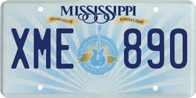 MS license plate XME890