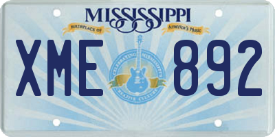 MS license plate XME892