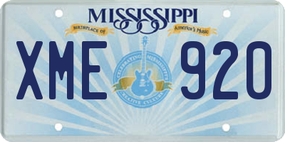 MS license plate XME920