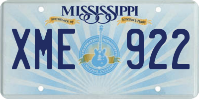 MS license plate XME922