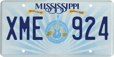 MS license plate XME924