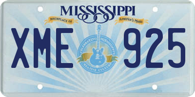 MS license plate XME925