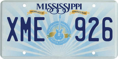 MS license plate XME926
