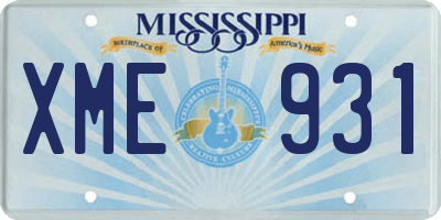 MS license plate XME931