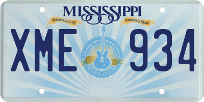 MS license plate XME934