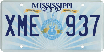 MS license plate XME937