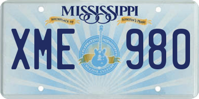 MS license plate XME980