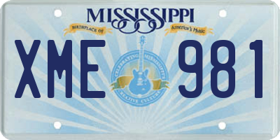 MS license plate XME981