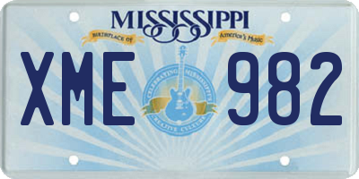 MS license plate XME982