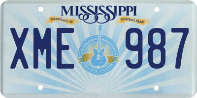 MS license plate XME987