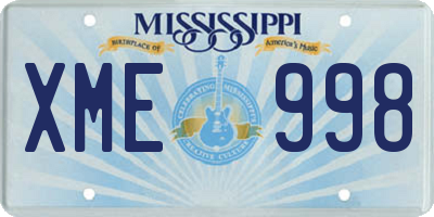 MS license plate XME998