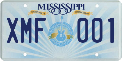 MS license plate XMF001