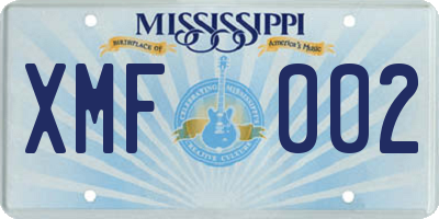 MS license plate XMF002