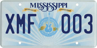 MS license plate XMF003