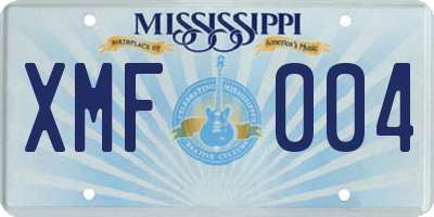 MS license plate XMF004