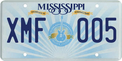 MS license plate XMF005