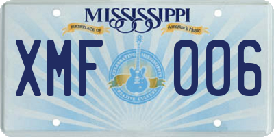 MS license plate XMF006