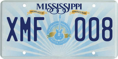 MS license plate XMF008