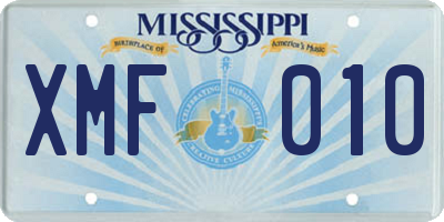 MS license plate XMF010