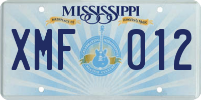 MS license plate XMF012