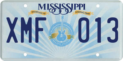 MS license plate XMF013