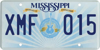 MS license plate XMF015