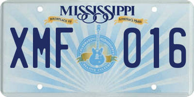 MS license plate XMF016