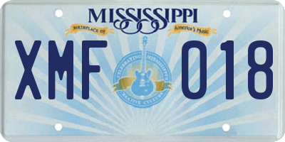 MS license plate XMF018