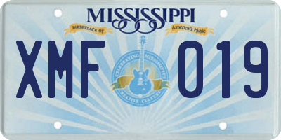 MS license plate XMF019