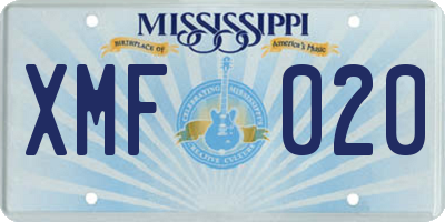 MS license plate XMF020