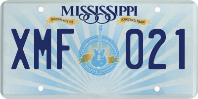 MS license plate XMF021