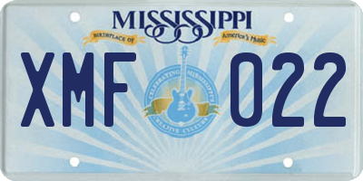 MS license plate XMF022