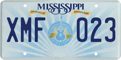 MS license plate XMF023