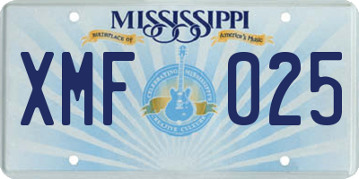 MS license plate XMF025