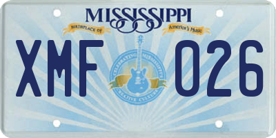 MS license plate XMF026