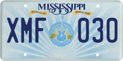MS license plate XMF030