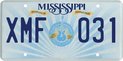 MS license plate XMF031