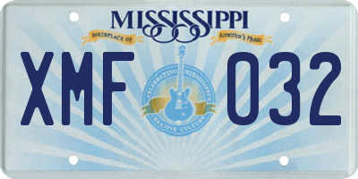 MS license plate XMF032