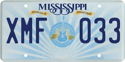 MS license plate XMF033