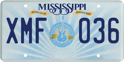 MS license plate XMF036