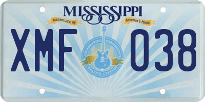MS license plate XMF038