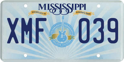 MS license plate XMF039